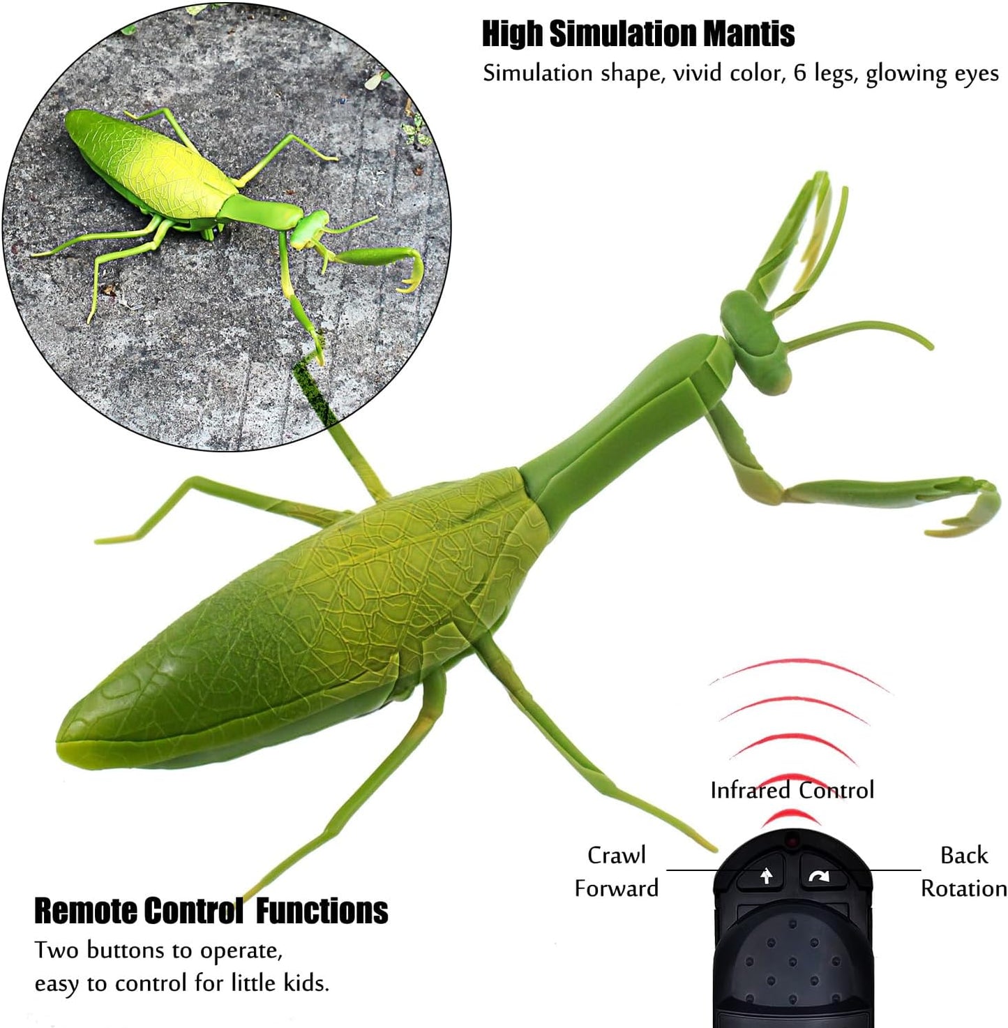 RC Praying Mantis Toy IR Remote Control Animal Realistic Insect Car Vehicle Electric for Kids Birthday Gifts